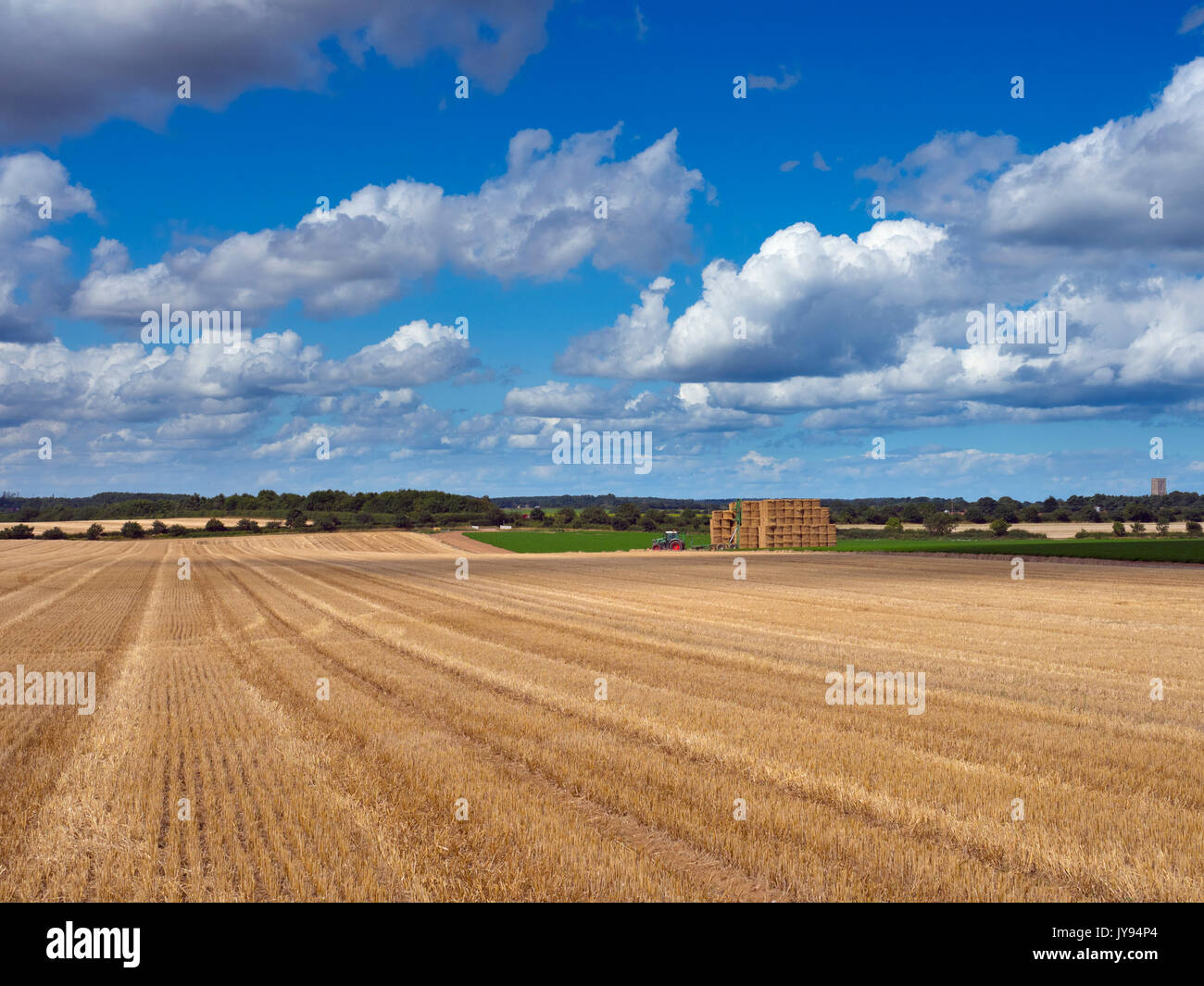 Bales,stubble and distant carrot field St James Church Southrepps Norfolk UK Stock Photo Alamy