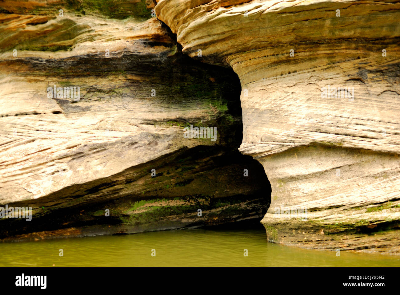 Glacially Formed Sandstone Dells on Wisconsin River, Wisconsin Dells WI USA Stock Photo