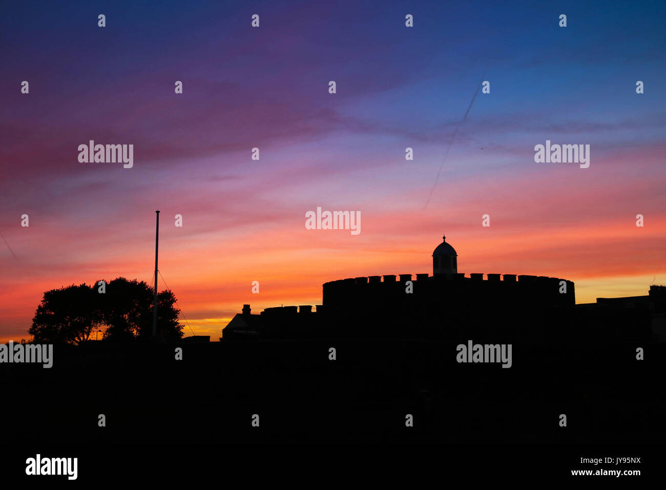 Multicolour Sunset over Deal Castle Stock Photo