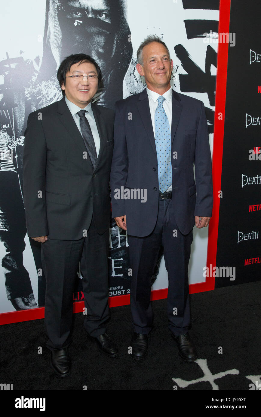 New York, NY USA - August 17, 2017: Roy Lee and Jason Hoffs attend Netflix premiere Death Note at AMC Loews Lincoln Square Stock Photo