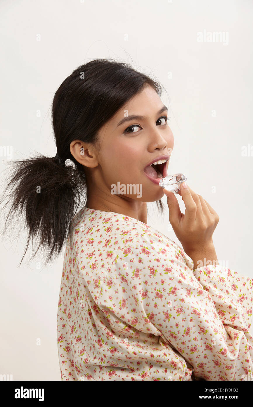 Malay Woman Holding A Big Diamond Stock Photo Alamy