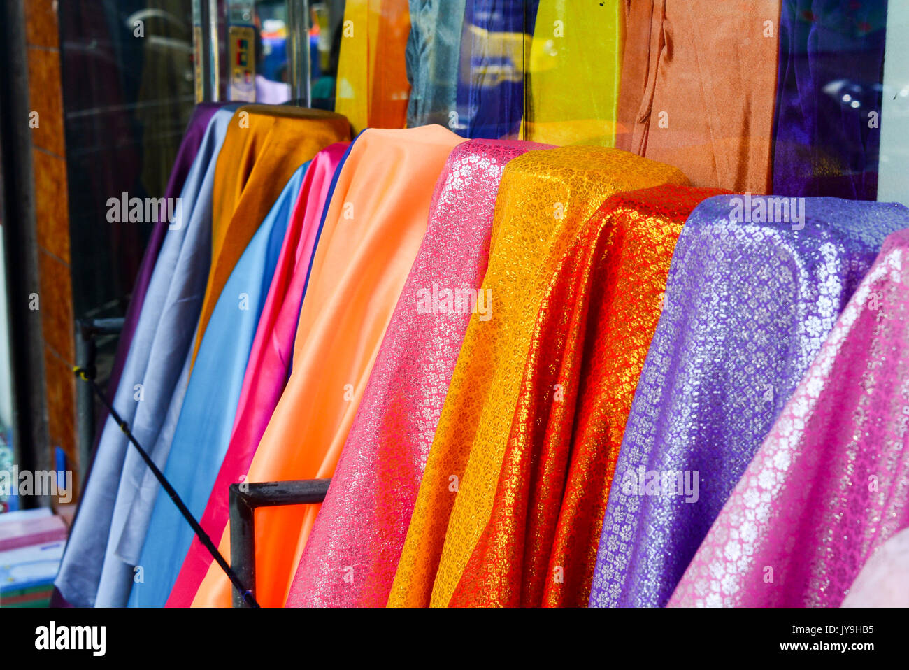 Colorful traditional embroidery fabric in market Stock Photo Alamy