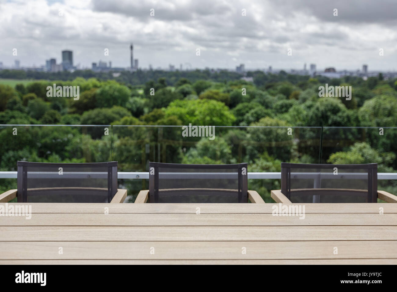 Stylish roof terrace with a view over the Regent's Park in Central London Stock Photo