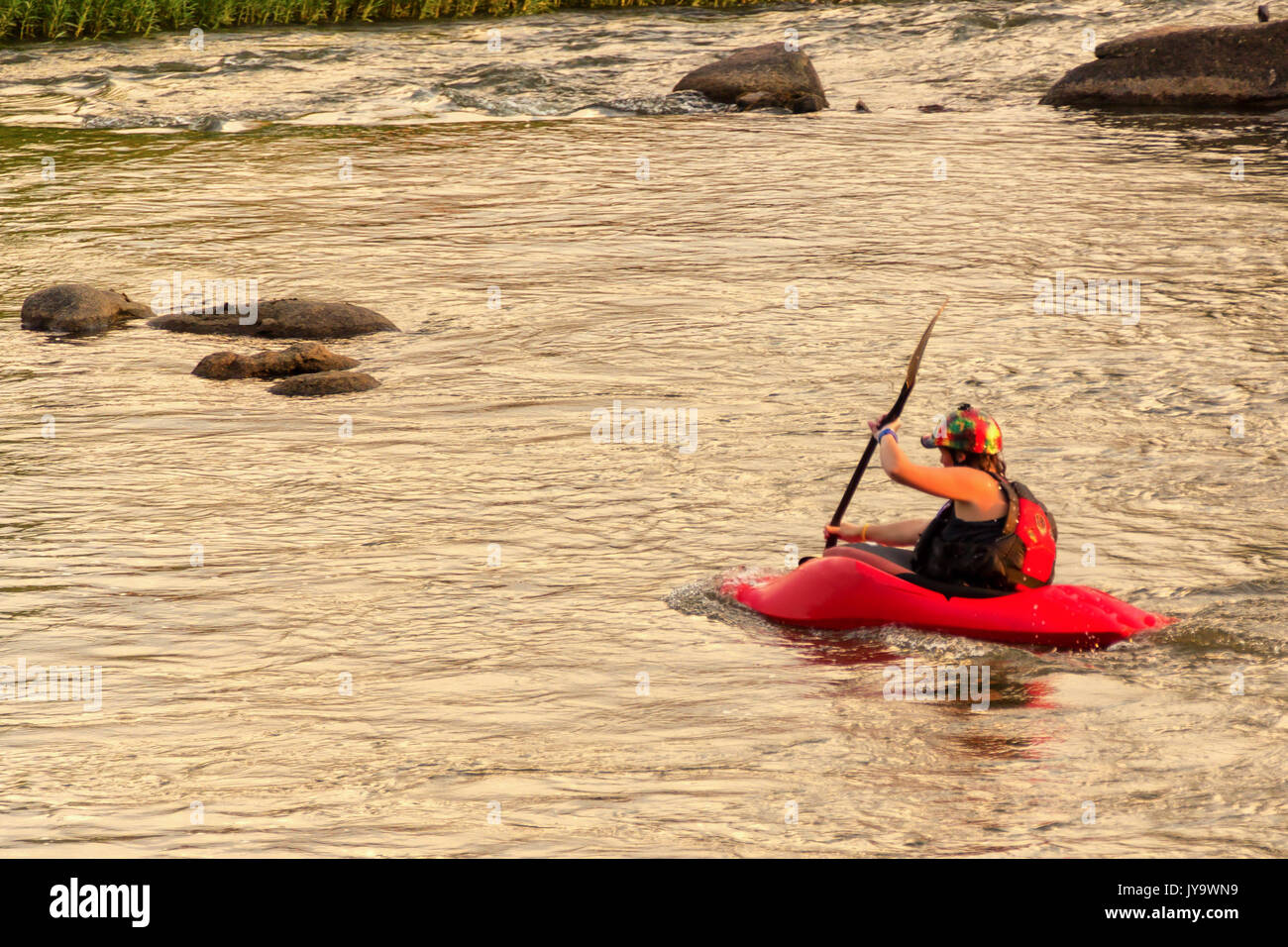 Whitewater kayaking on the James River, Richmond, VA Stock Photo Alamy