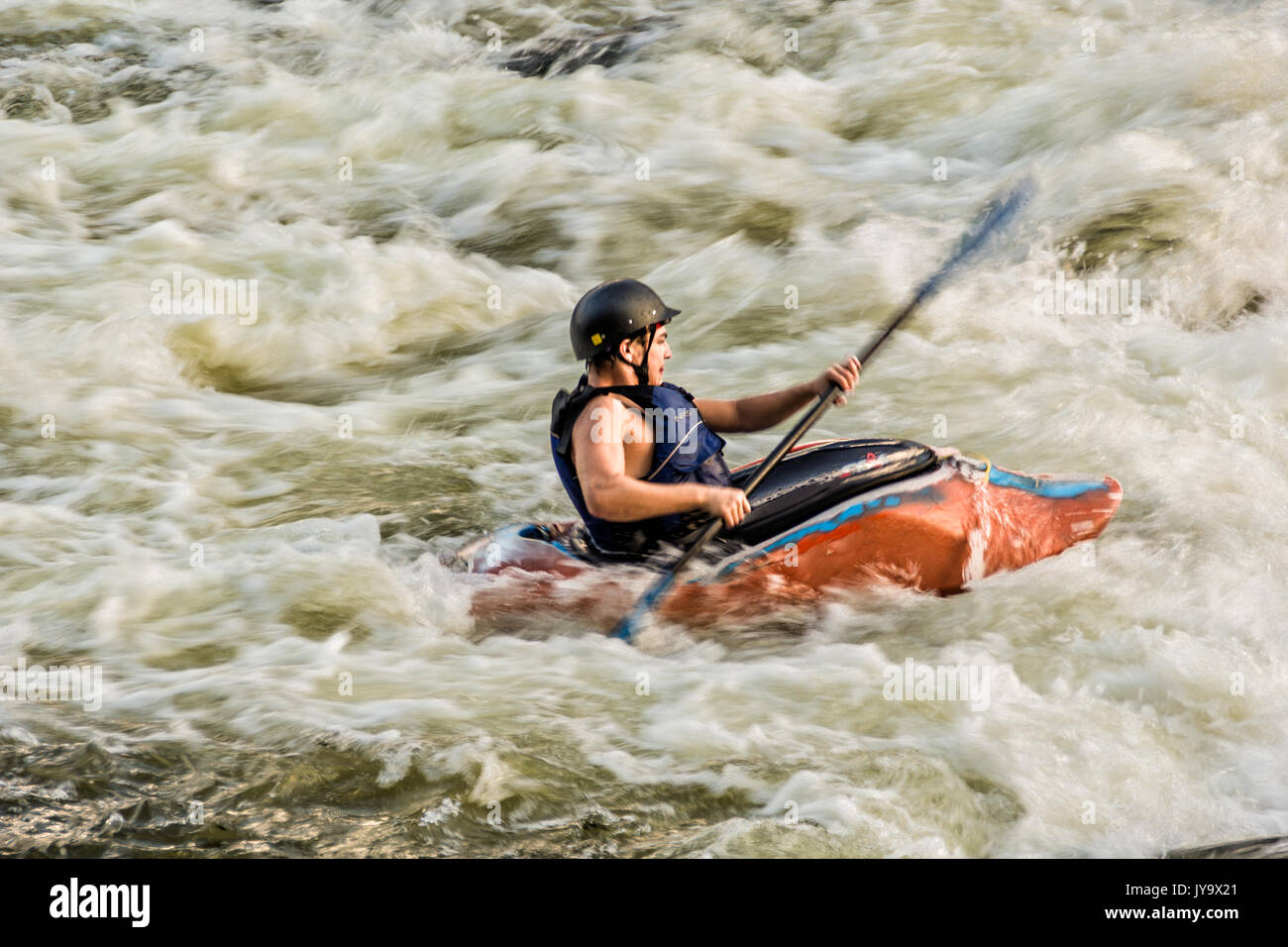 Whitewater kayaking on the James River, Richmond, VA Stock Photo Alamy