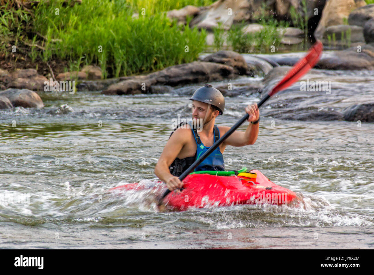 Whitewater kayaking on the James River, Richmond, VA Stock Photo Alamy