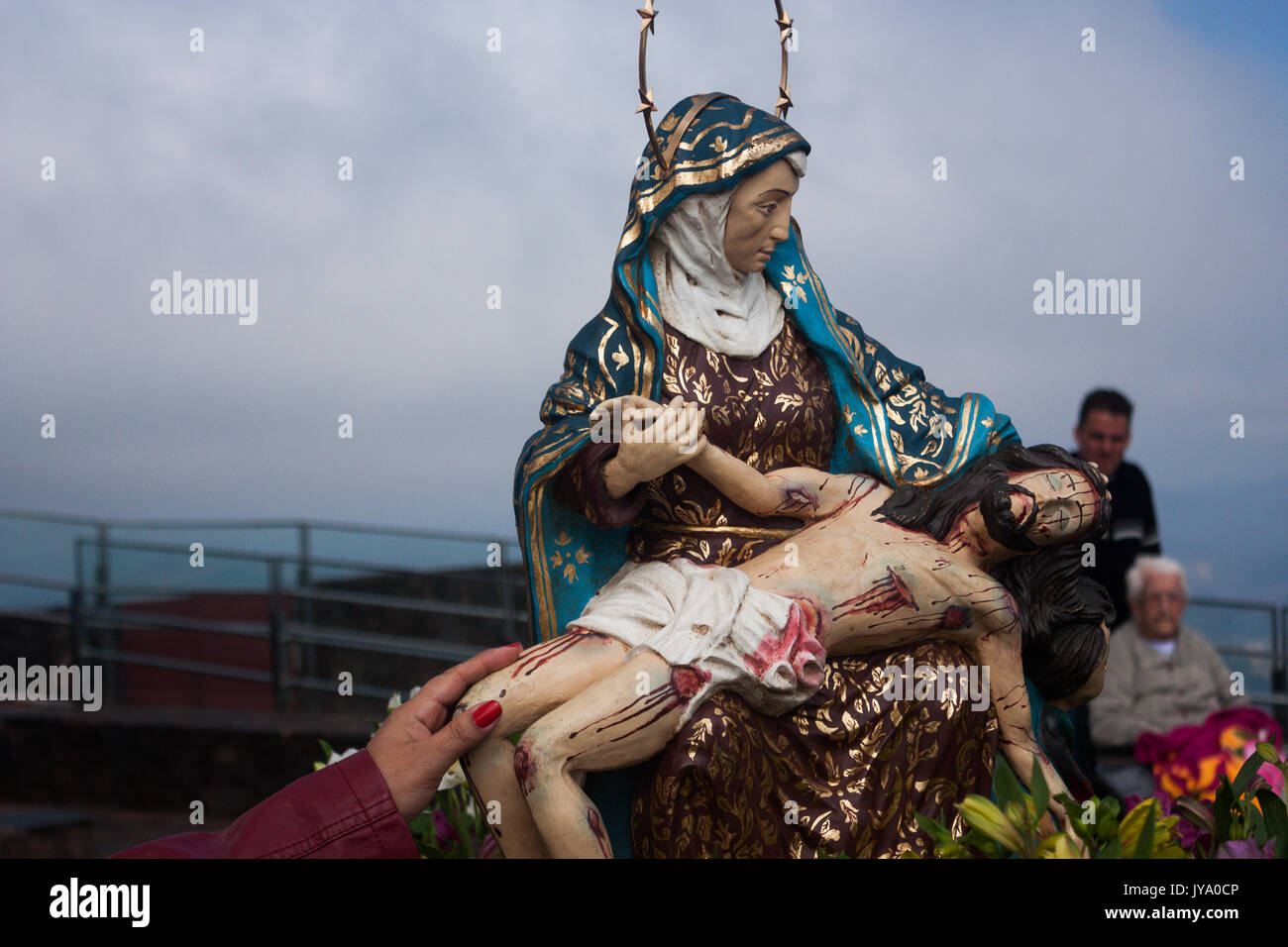 Sacred image of Our Lady of Mercy holding Jesus Christ - Sanctuary in Brazil - Caeté - Minas Gerais Stock Photo