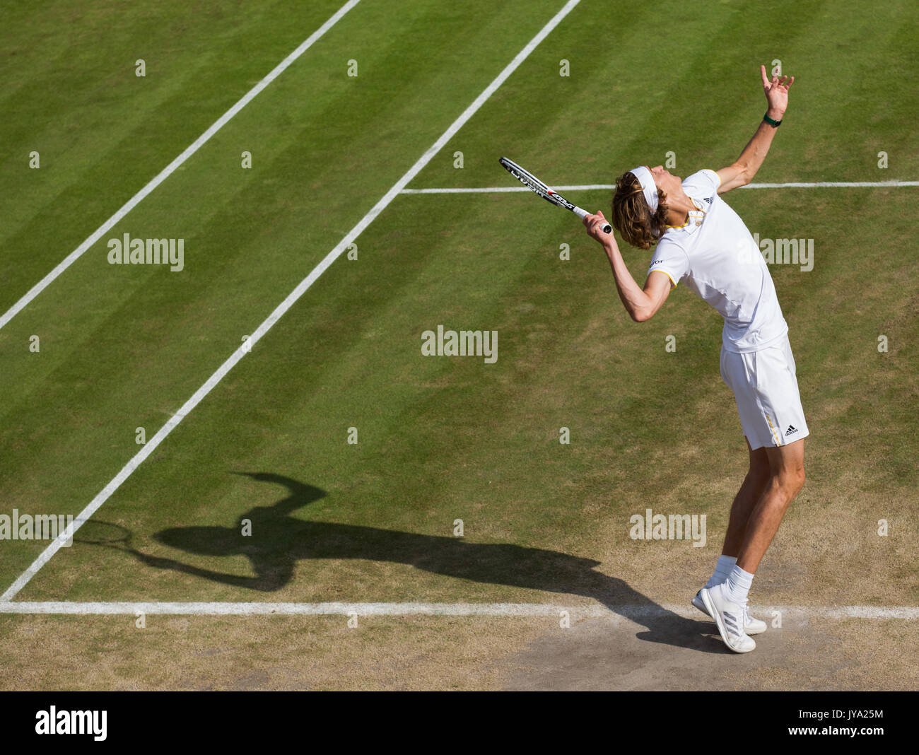 ALEXANDER ZVEREV (GER)  in action at Wimbledon Stock Photo