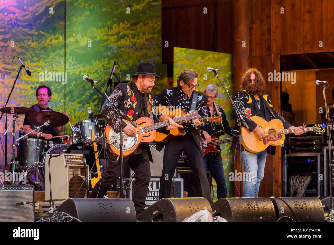 Blackie and the Rodeo Kings at Canmore Folk Music Festival, Canmore, Alberta, Canada Stock Photo