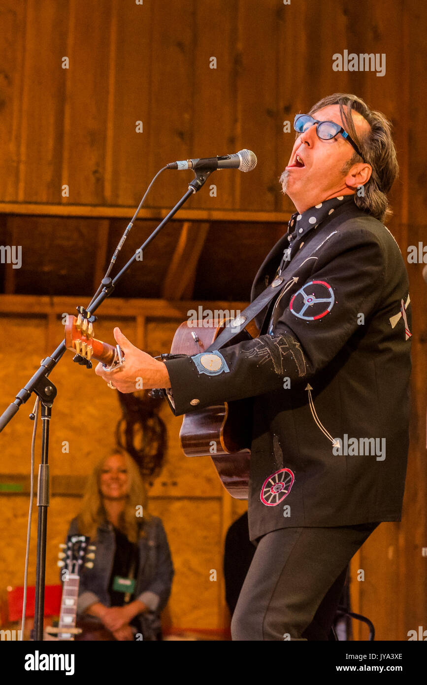 Stephen Fearing  of Blackie and the Rodeo Kings at Canmore Folk Music Festival, Canmore, Alberta, Canada Stock Photo