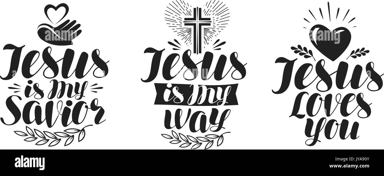 Jesus is my Savior, calligraphy. Bible lettering. Vector illustration Stock Vector