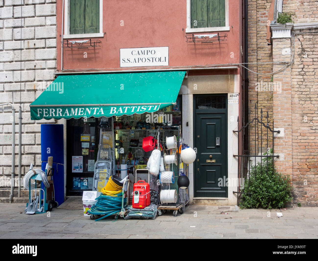 VENICE, ITALY - MAY 05, 2015:  Small Ironmongers shop Stock Photo