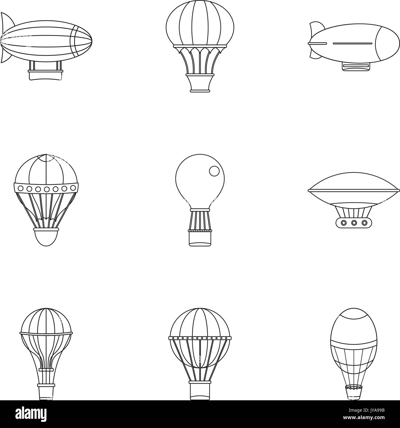 Hot air balloon icon set, outline style Stock Vector Image & Art - Alamy