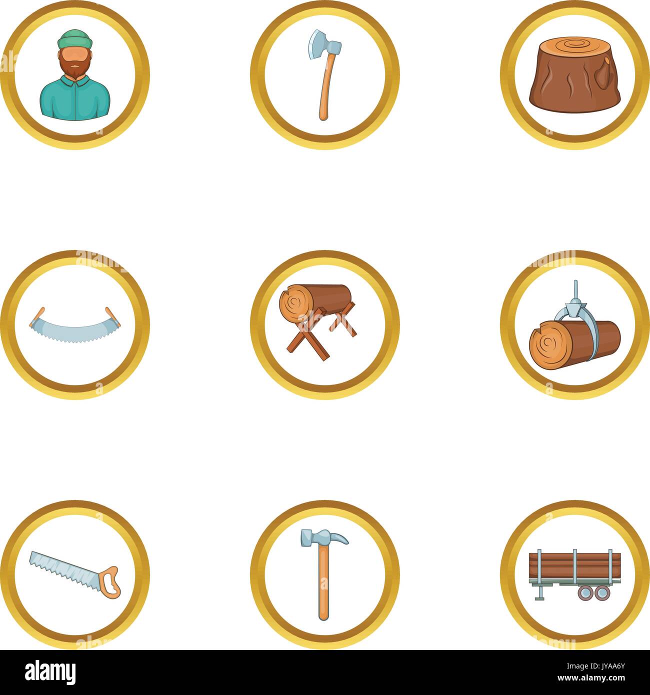 Lumberjack tools icon set, cartoon style Stock Vector Image & Art - Alamy