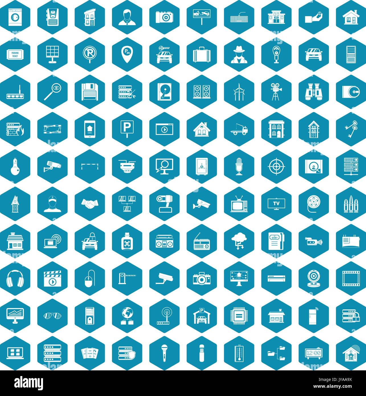 100 camera icons sapphirine violet Stock Vector