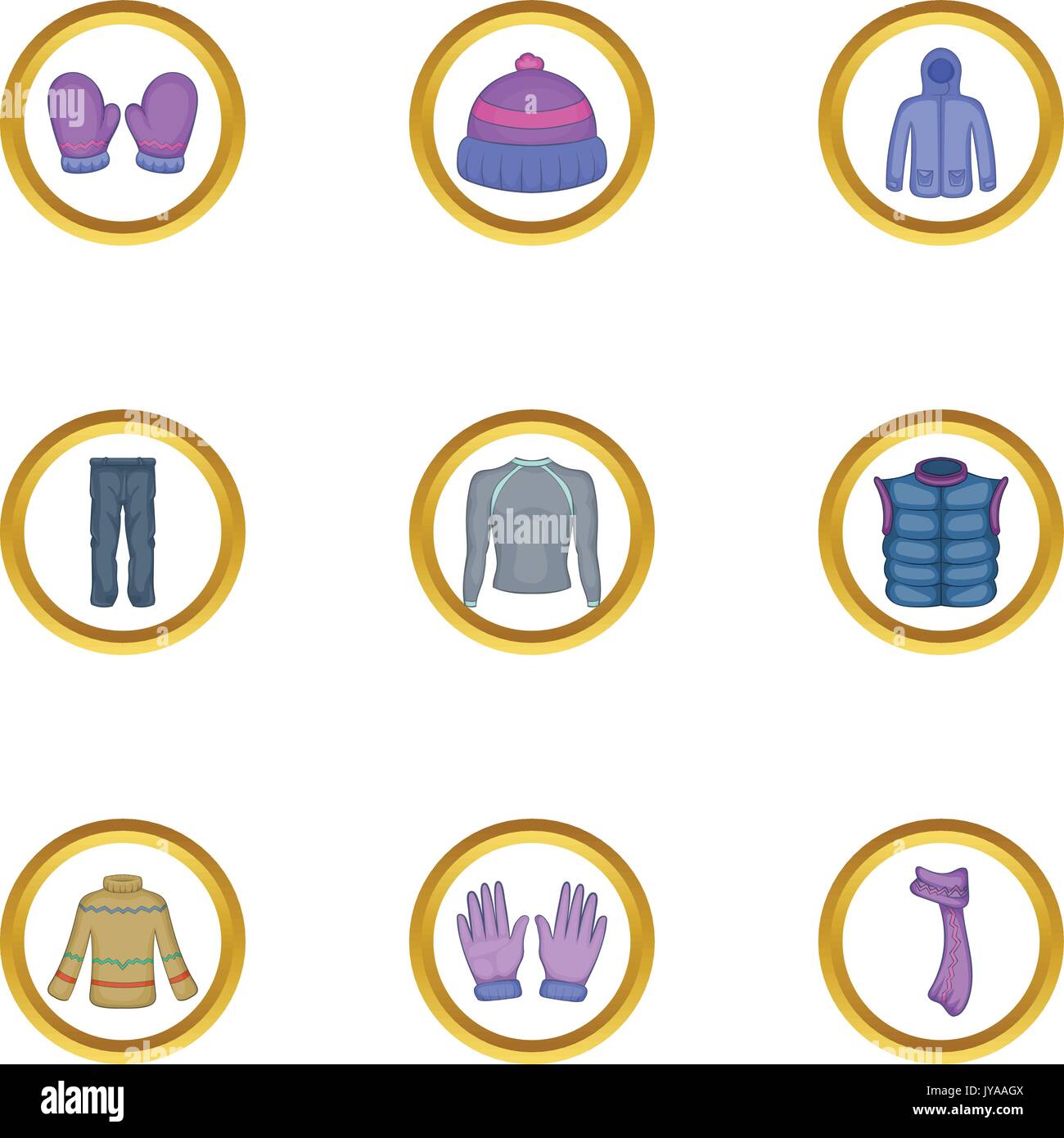 Winter wear icons set, cartoon style Stock Vector Image & Art - Alamy