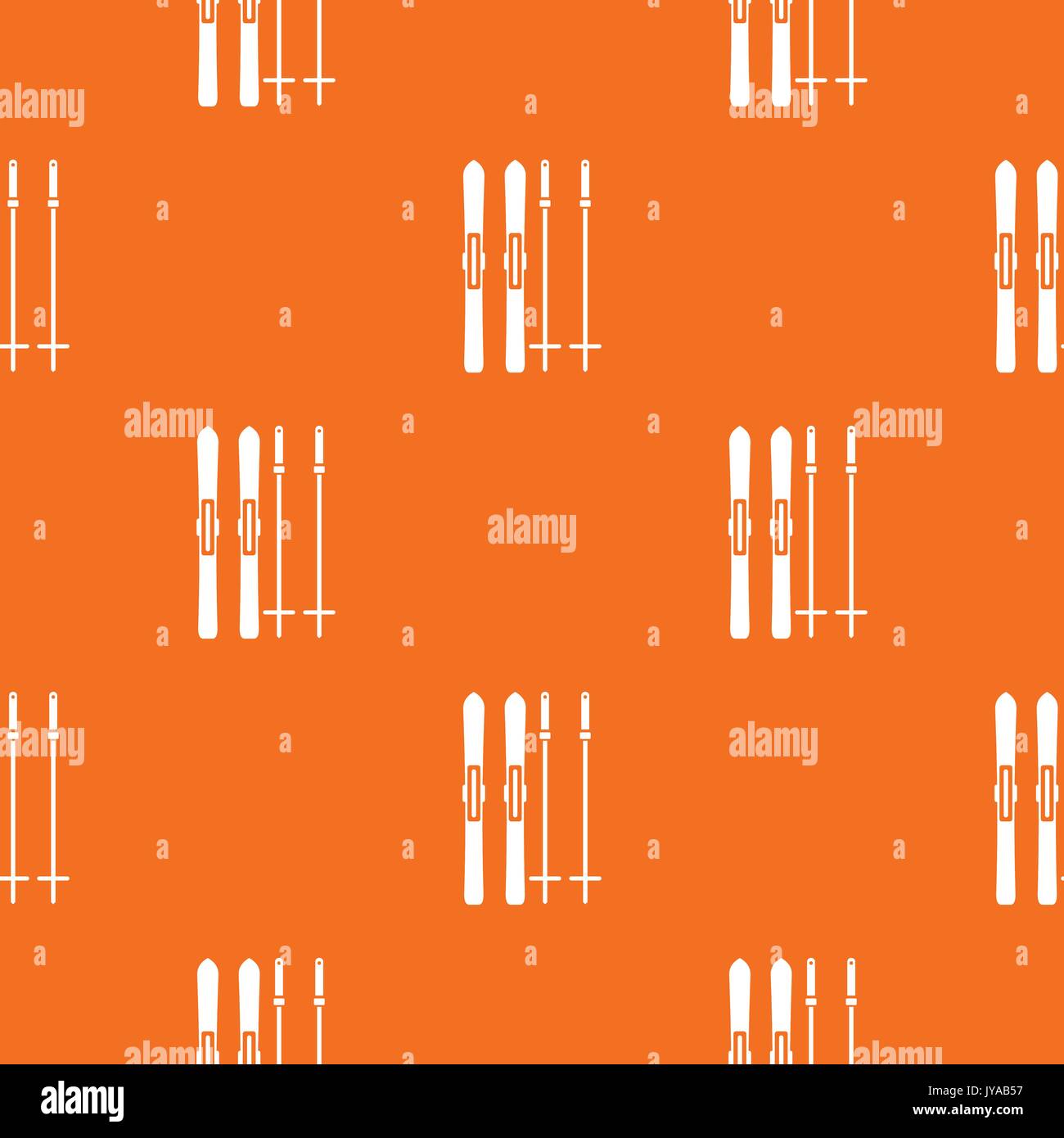 Skis and ski poles pattern seamless Stock Vector