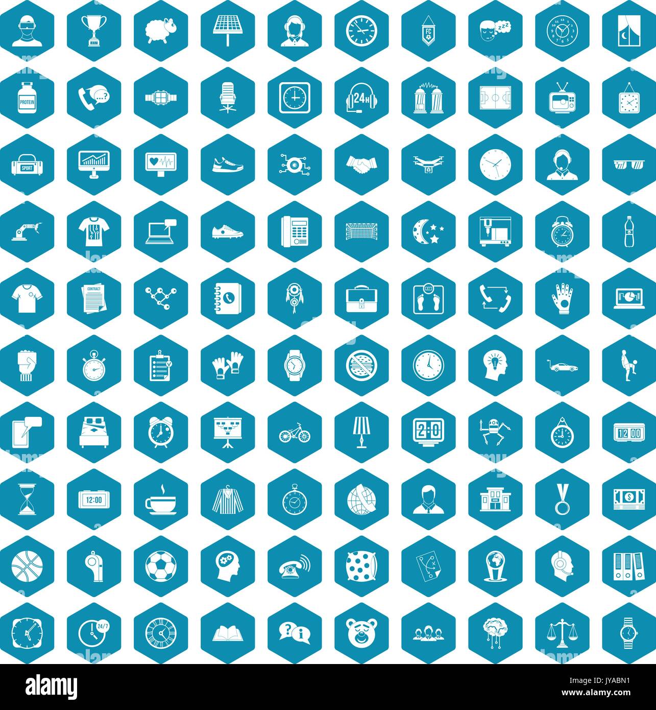 100 clock icons sapphirine violet Stock Vector