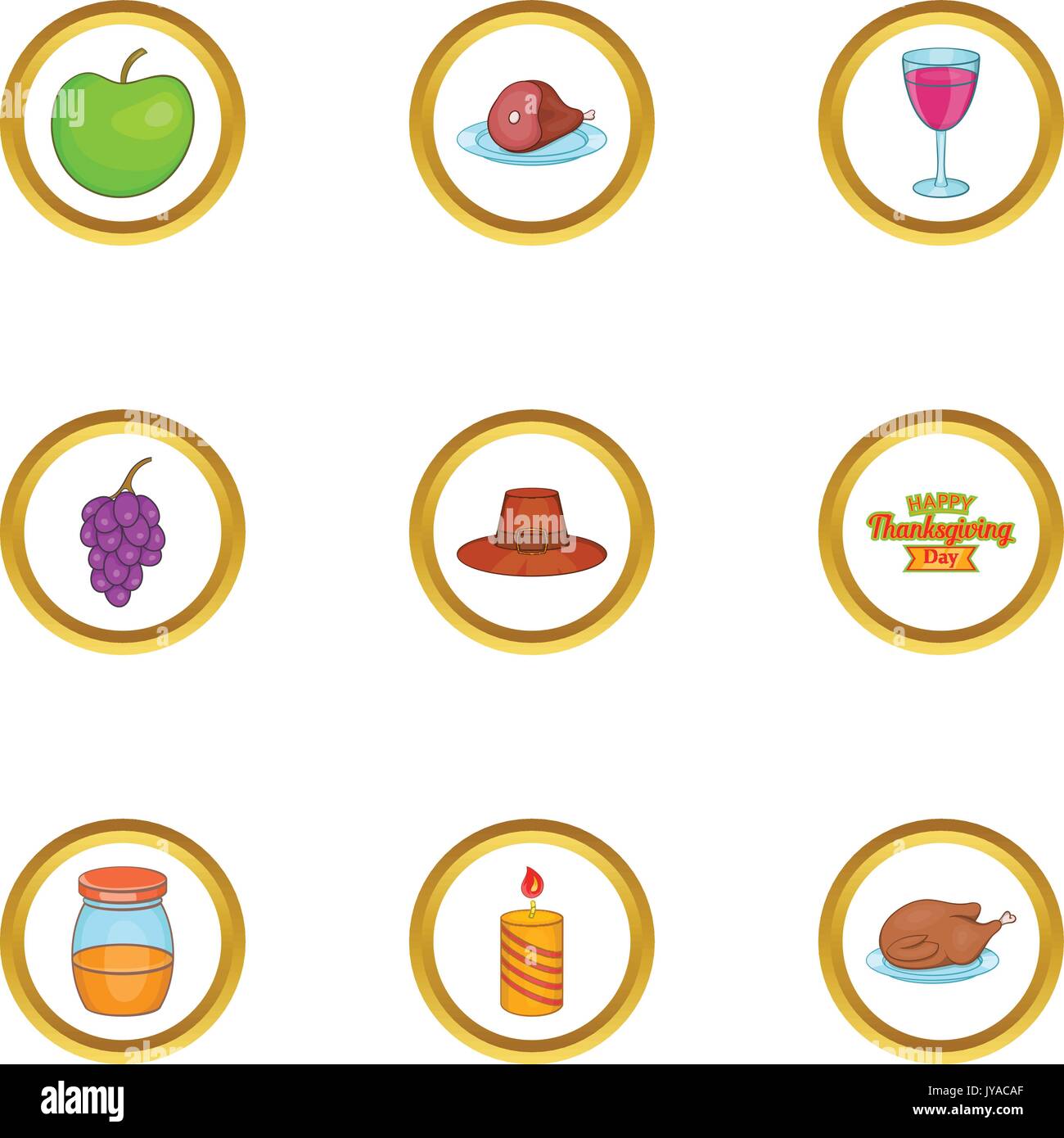 Thanksgiving day icons set, cartoon style Stock Vector Image & Art - Alamy