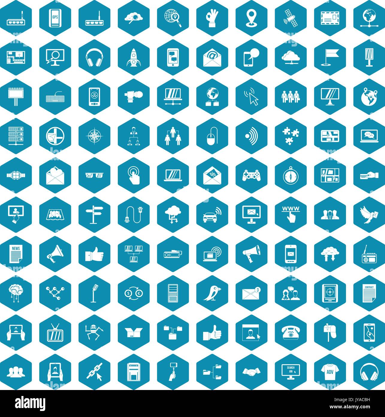100 communication icons sapphirine violet Stock Vector