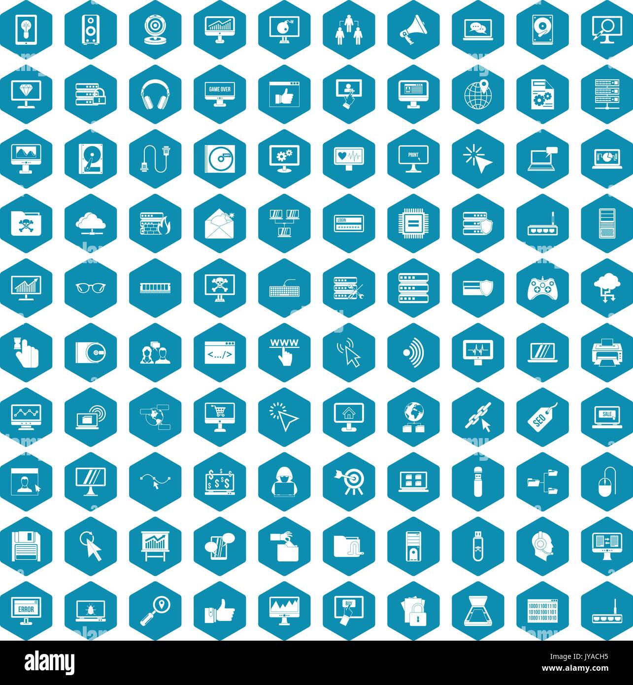 100 computer icons sapphirine violet Stock Vector