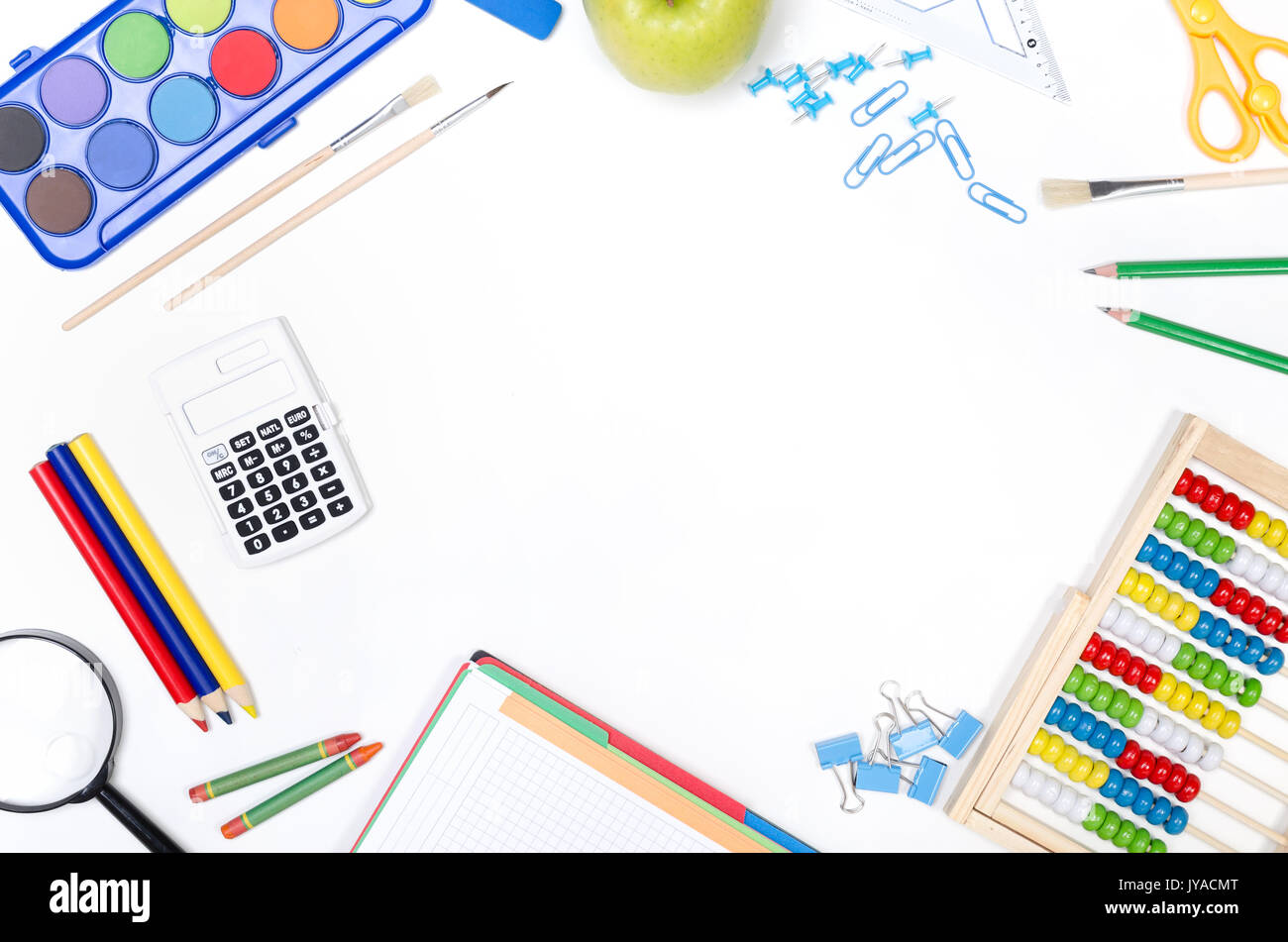 School supplies isolated on white background. Back to school concept ...