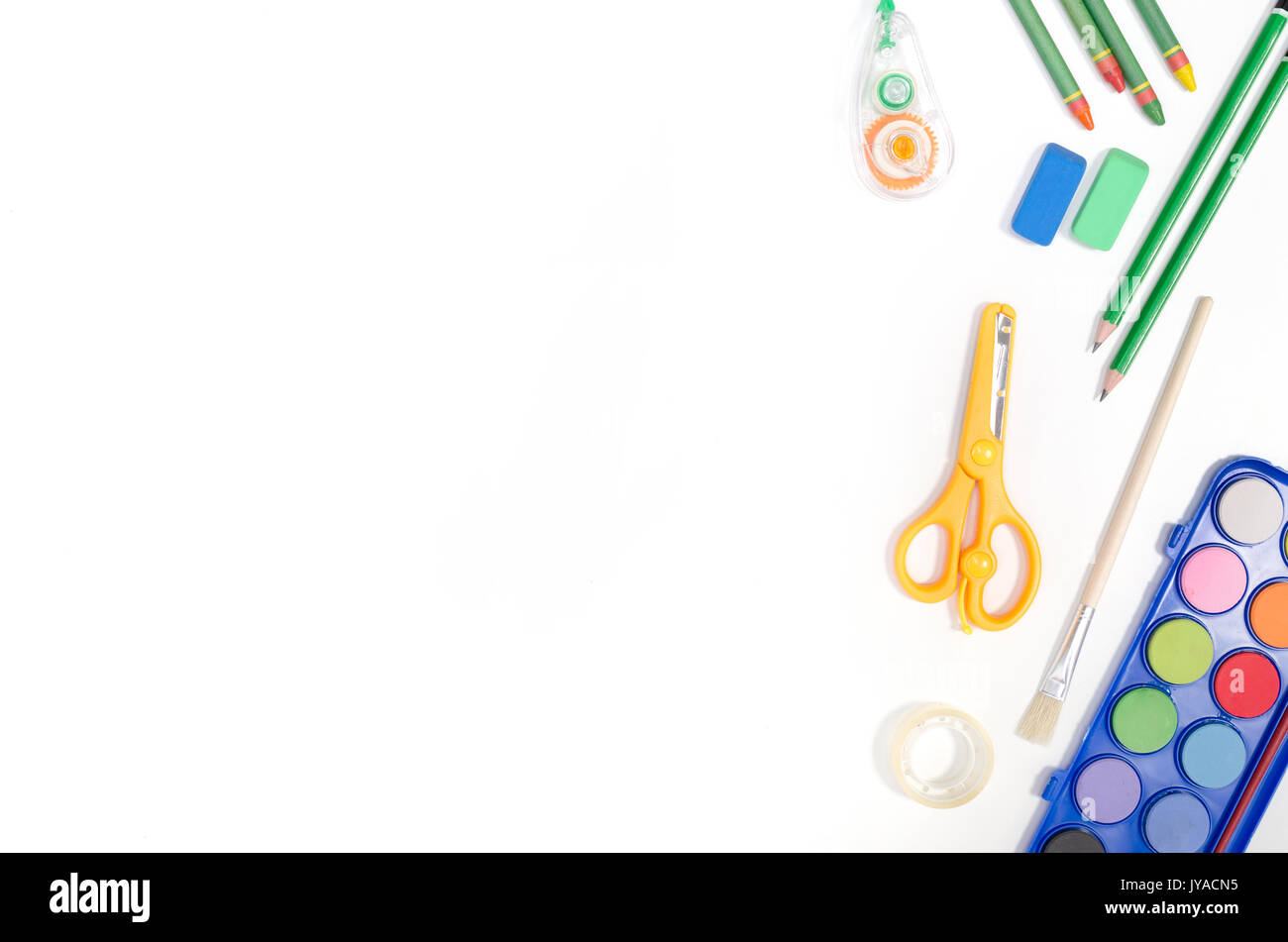 School supplies isolated on white background. Back to school concept ...