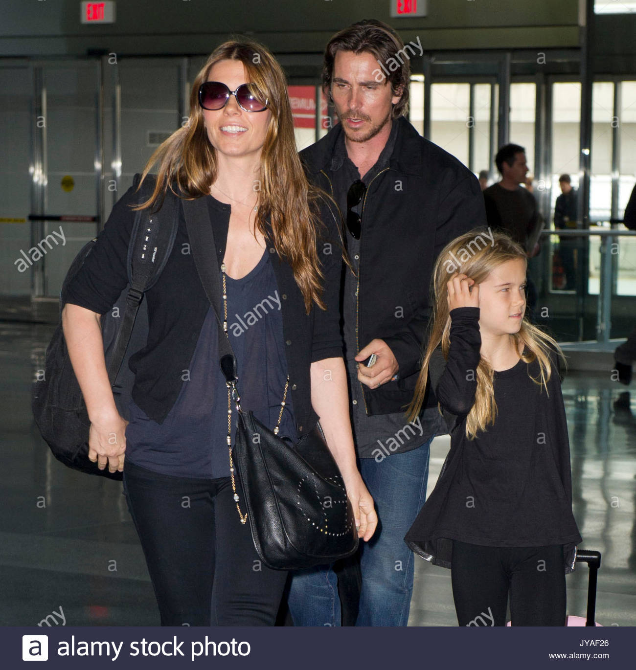 Christian Bale, Sibi Blazic and Emmeline Bale. Christian Bale with