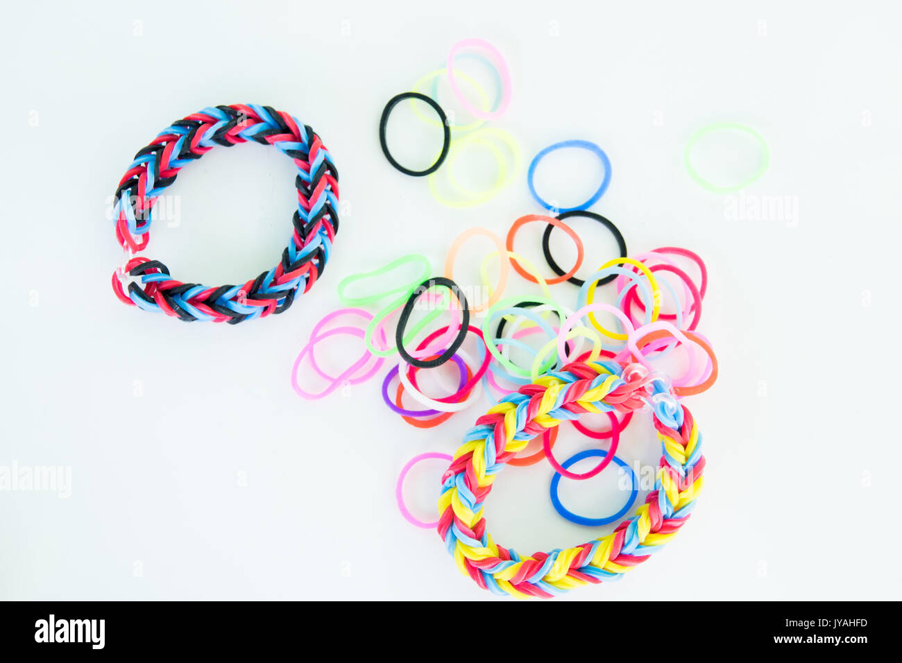Colorful Rainbow Loom Bracelet Rubber Bands Stock Photo 212642815
