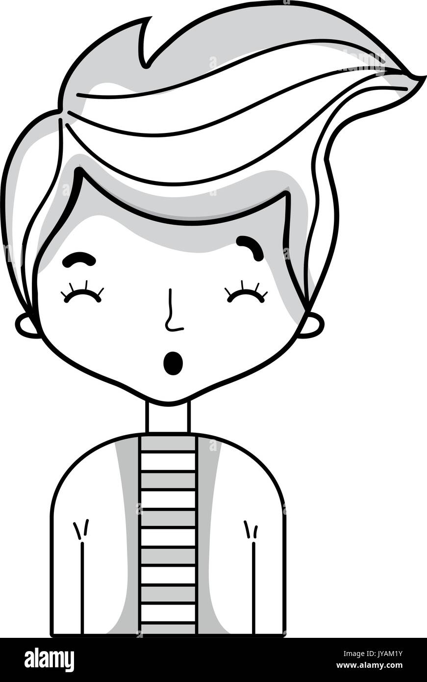 line cute man with hairstyle design and shirt Stock Vector Image & Art ...