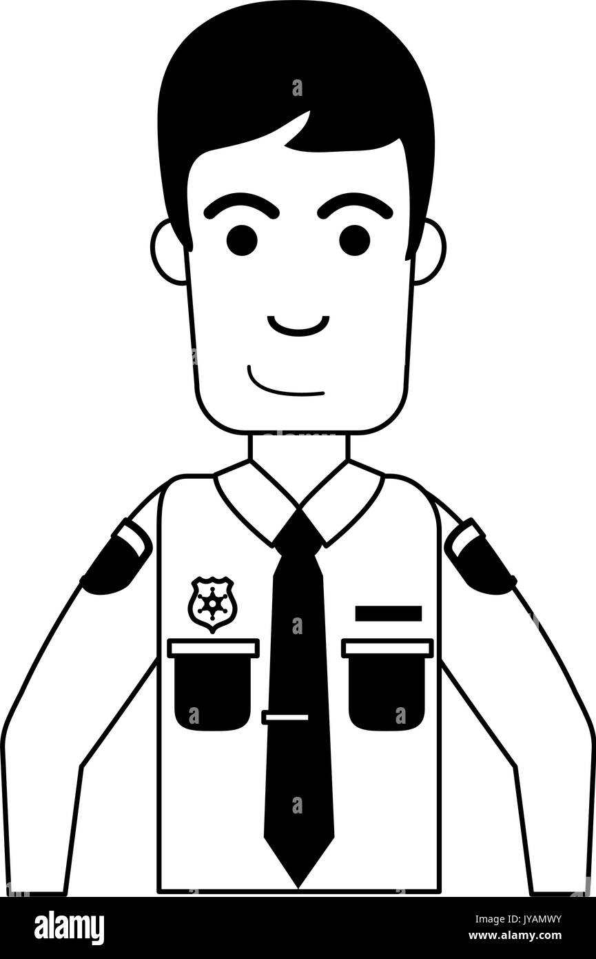 handsome happy police officer icon image  Stock Vector