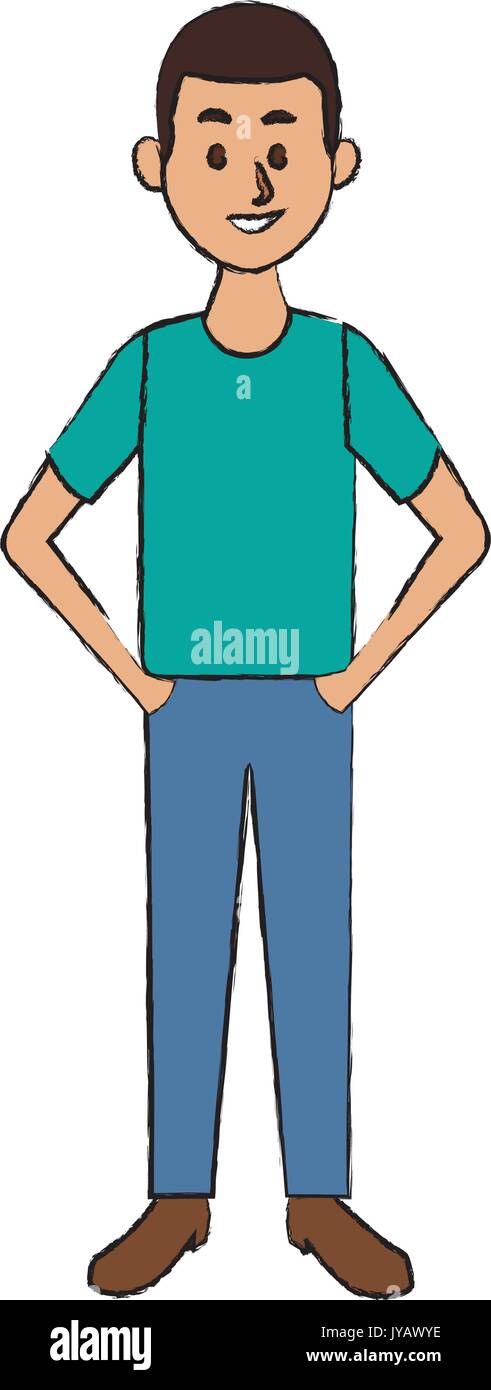 smiling man in casual clothes standing character Stock Vector Image ...