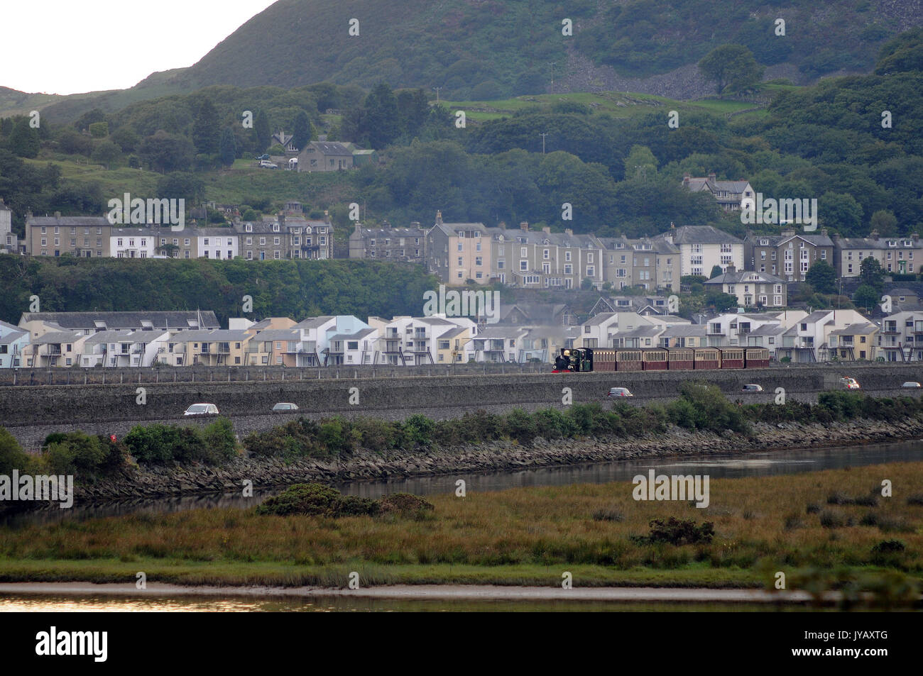 "Blanche" crossing The Cob with the 1830 Porthmadog Harbour Blaenau