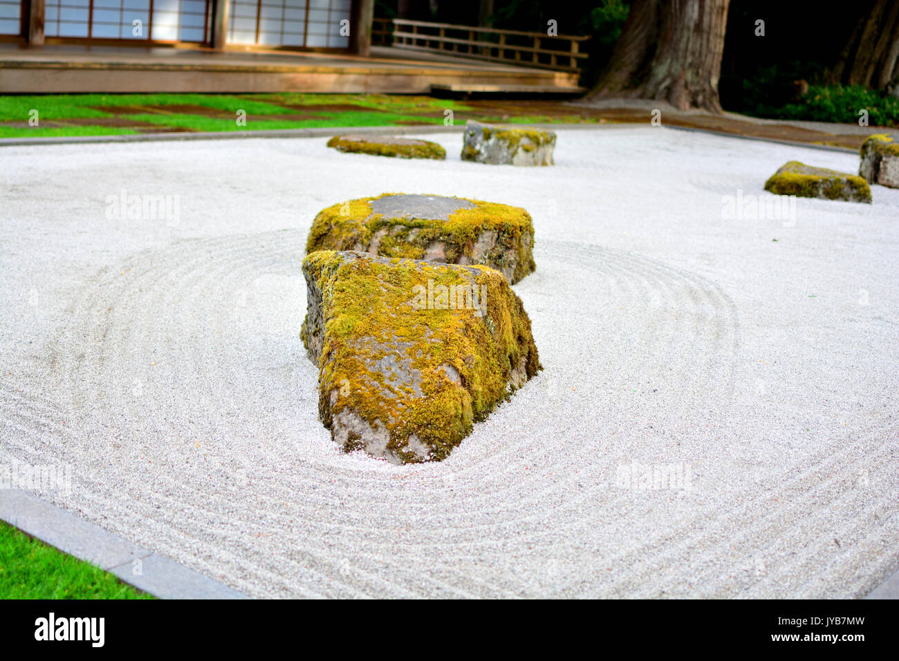 Rocks and Gravels in Japanese Garden Stock Photo