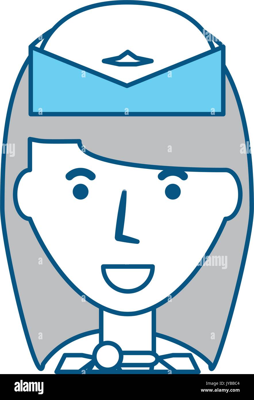 stewardess profile cartoon Stock Vector