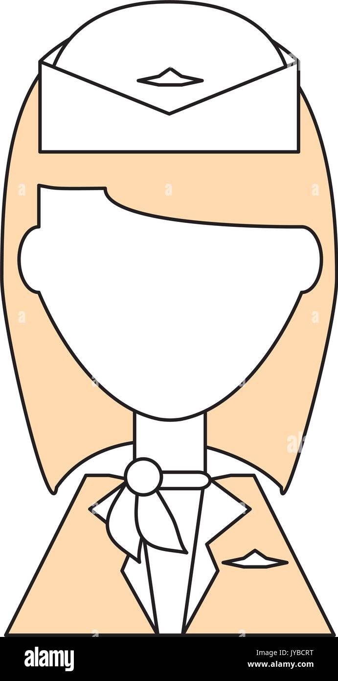 stewardess profile cartoon Stock Vector