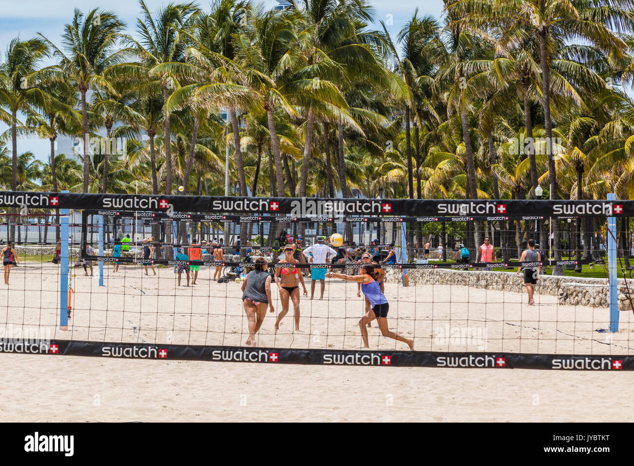 Beach Volleyball played in the sand in Miami Beach in MiamiDade County, Florida Stock Photo Alamy