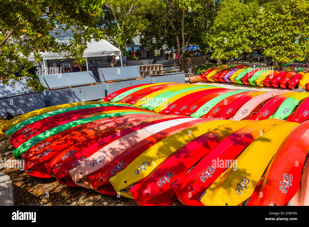 Colorful Kayaks in John Pennekamp State Parkin Key Largo in the Florida