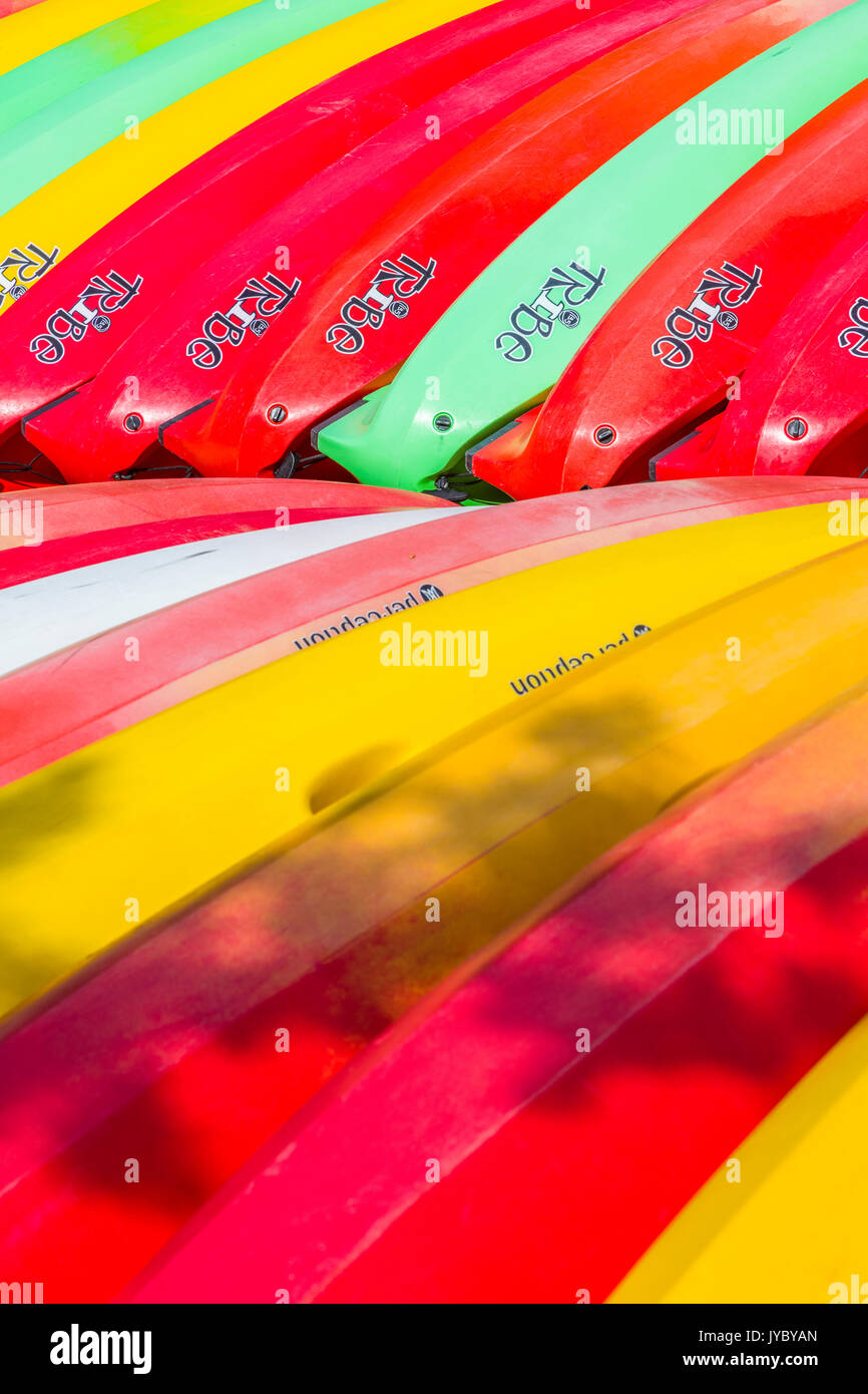 Colorful Kayaks in John Pennekamp State Parkin Key Largo in the Florida