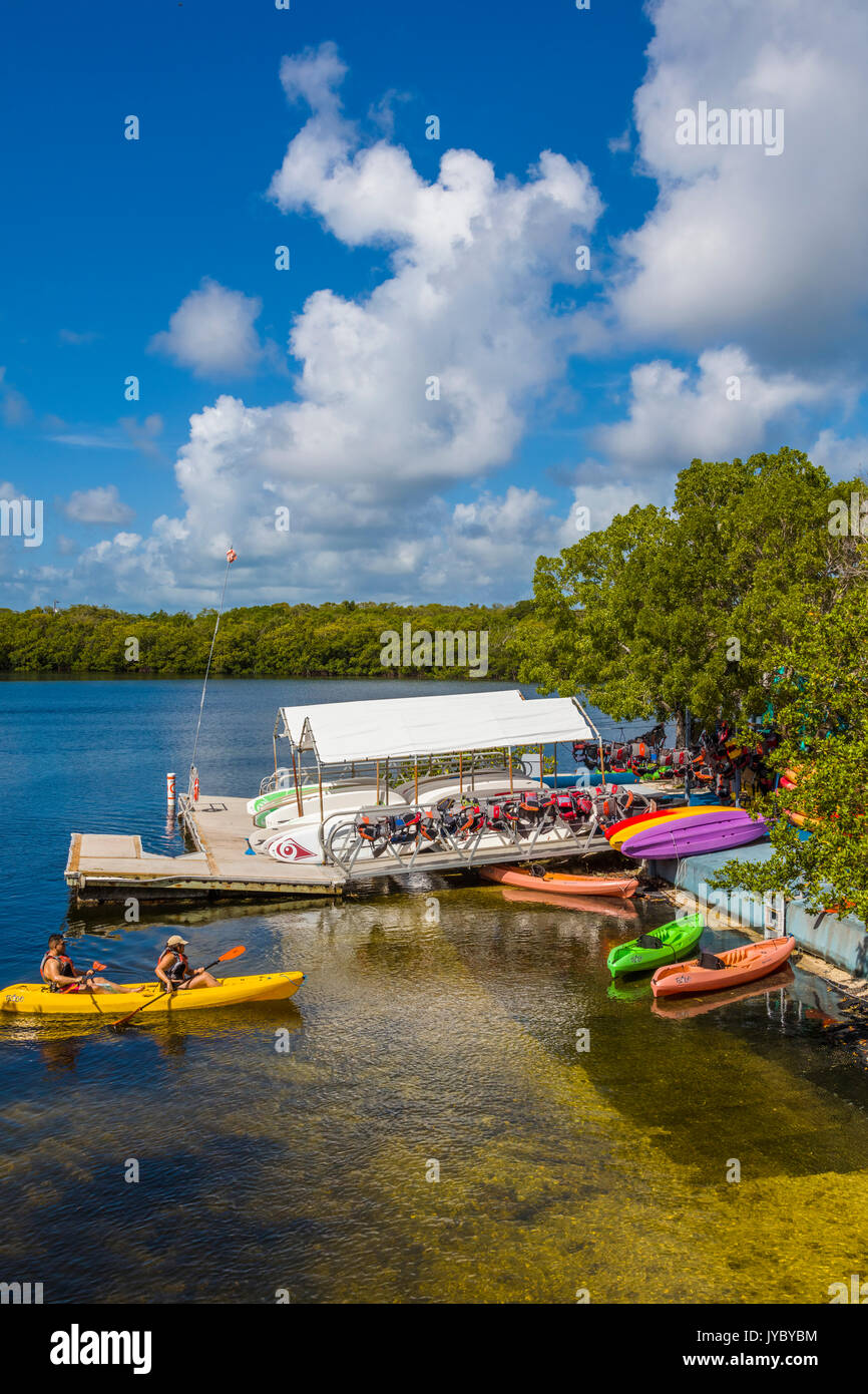 People kayaking in John Pennekamp State Parkin Key Largo in the Florida