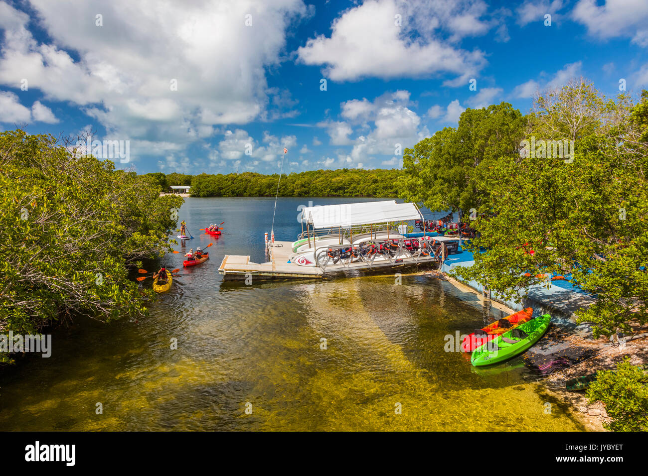 People kayaking in John Pennekamp State Parkin Key Largo in the Florida