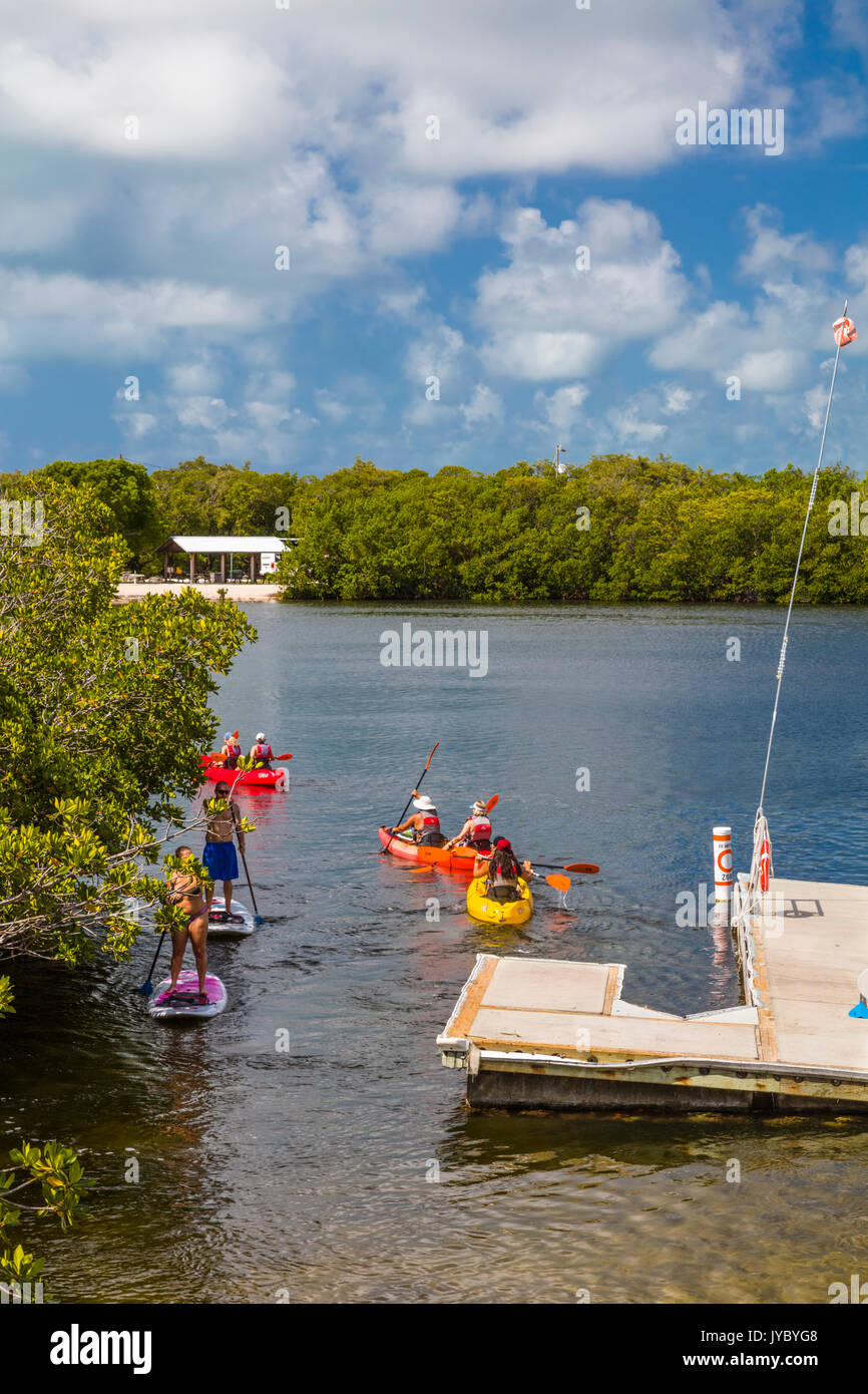 People kayaking in John Pennekamp State Parkin Key Largo in the Florida