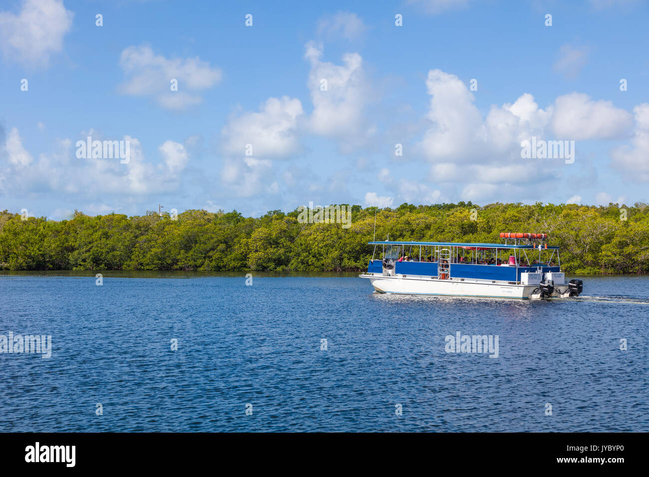 Glass bottom sightseeing boat in John Pennekamp State Parkin Key Largo