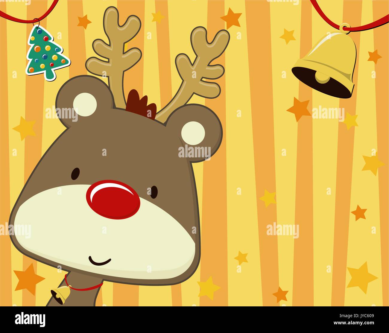 vector image of baby rudolph on christmas background with copy space foryour message Stock Vector