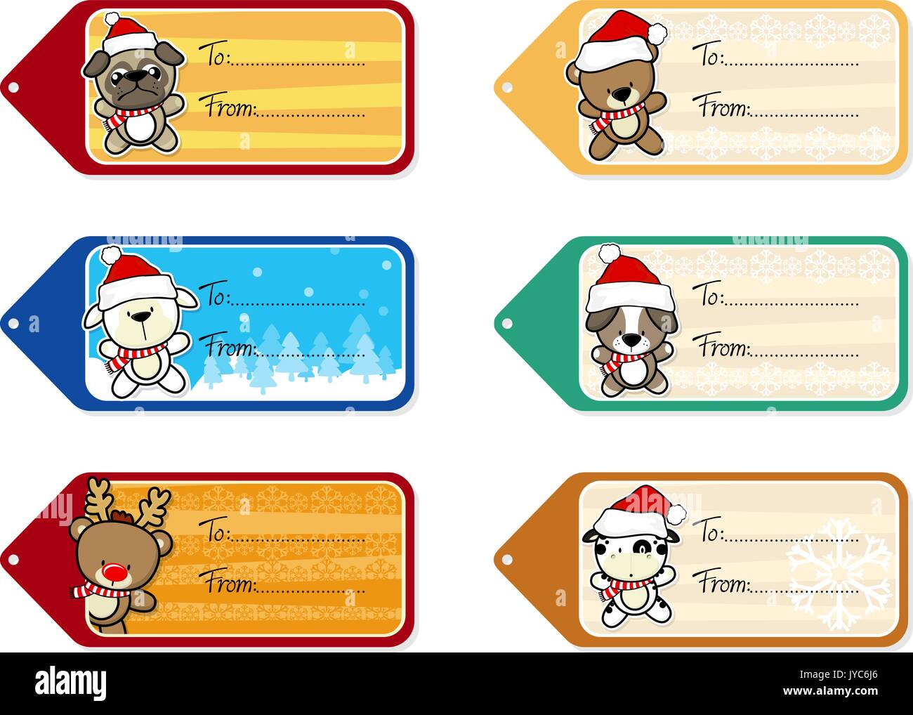 Blank Gift Tags With Santa Claus, Isolated On White Background