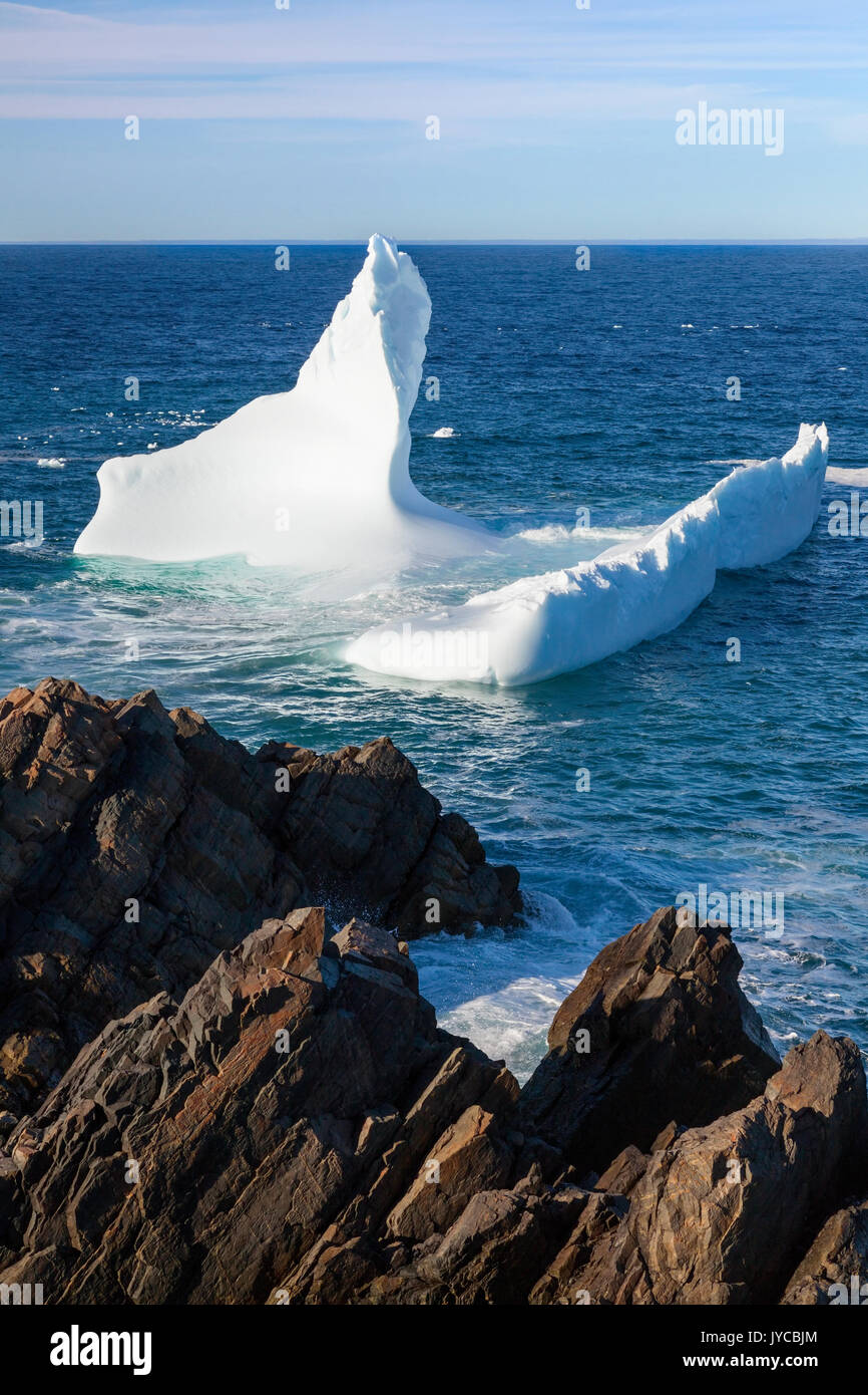 A large iceberg floating in the Atlantic Ocean in Bonavista, Newfoundland and Labrador, Canada. Stock Photo