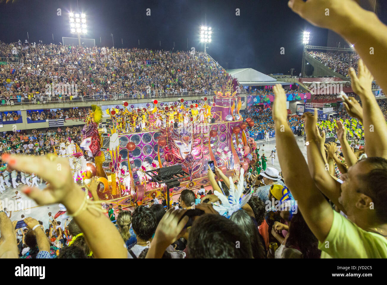 The, Carnival, in ,Rio de Janeiro, Carnaval, is a, festival, in, Brazil, southamerica, parade, samba, schools, float, sambadrome, sambodromo Stock Photo
