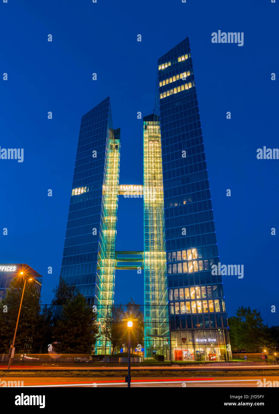 Highlight Towers at Night, Munich, Bavaria, Germany, Europe Stock Photo