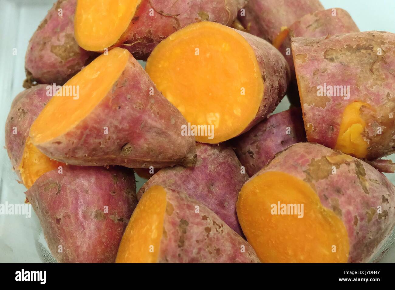 Vegetable, of Close Up of Streamed Orange Sweet Potatoes High in
