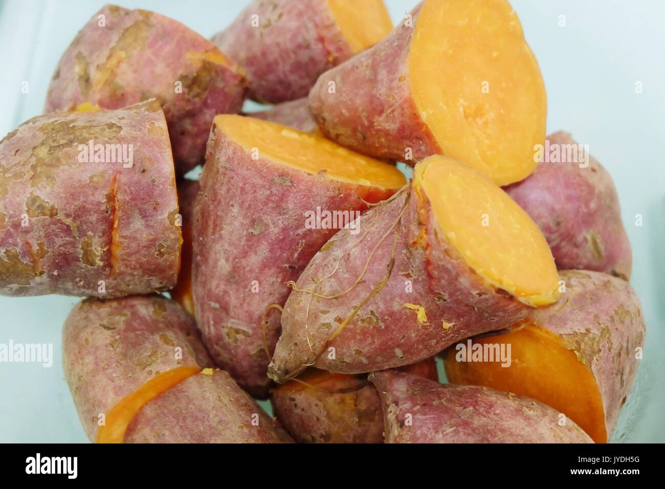 Vegetable, of Close Up of Streamed Orange Sweet Potatoes High in